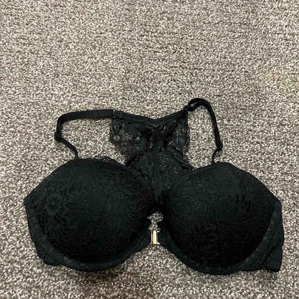 Auden Black Lace Racerback Demi Coverage Push-Up Bra